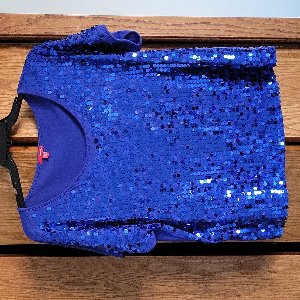 Bongo Royal Blue Sequin Front Tank SZ 2XL